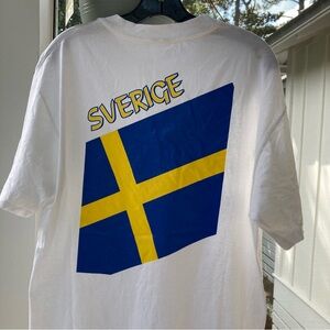 Vintage 90s Global Caps Sweden Sverige Single Stitch Hanes Tee NOS